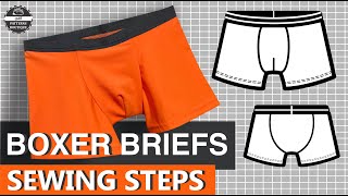 BOXER Briefs for Men DIY  Complete Sewing Steps  PDF Patterns Boutique Sew Along [upl. by Atinid]