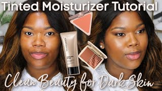 Tinted Moisturizer for Dark Skin  BareMinerals  Lys Beauty CoverFx  Clean Beauty Makeup Tutorial [upl. by Epolenep]