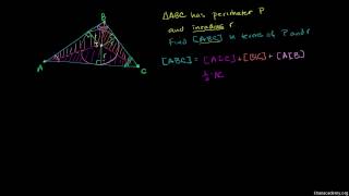 Radius i indskreven cirkel omkreds og areal [upl. by Silda666]