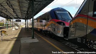 Treno Regionale Veloce 4044 con Doppio Pop ETR104177  ETR104158 in partenza da Livorno Centrale [upl. by Lamok356]