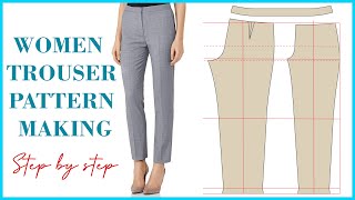 Basic Pant Pattern Drafting For Beginners  How To Make Womens Trouser Pattern Detailed [upl. by Mehsah]