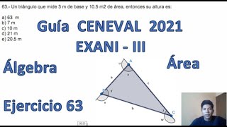 EXANI III 2021 Pensamiento Matemático Ejercicio 63 [upl. by Yrannav]