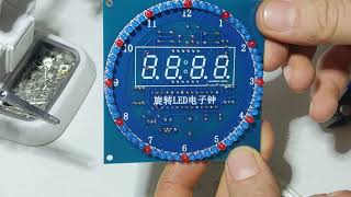 Rotating LED Electronic Clock Kit  DS1302  STC15W408AS  Soldering [upl. by Eilzel]