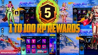 A5 ROYAL PASS  1 TO 100 RP REWARDS  ACE 5 ROYAL PASS LEAKS  A5 ROYAL PASS PUBG MOBILEBGMI 🔥 [upl. by Odravde]