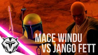 Star Wars Battlefront 2  Mace Windu vs Jango Fett from Attack of the Clones [upl. by Anidnamra131]