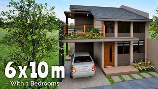 6x10 meters 60 sqm House Design with 3 Bedrooms 1969x3281 ft 64584 sqft [upl. by Hartfield]