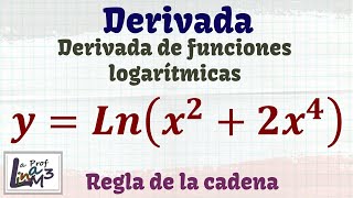 Derivada con logaritmo natural y regla de la cadena yLnx22x4  La Prof Lina M3 [upl. by Sparks]