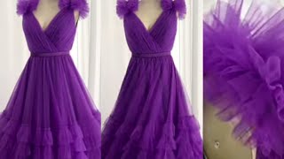 how to make a Ball gown cutting and stitching  meesho by purple net febric make a beautiful gown [upl. by Conger308]