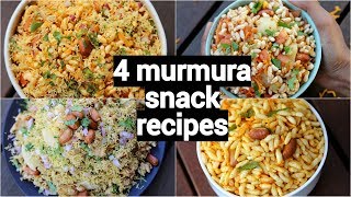 4 bhel snack recipes  murmura recipes  quick and easy snack recipes with murmura [upl. by Son]