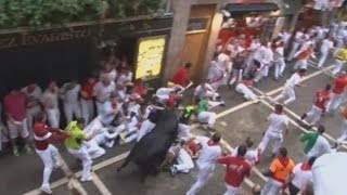 Pamplona bull accidents Two gored as festival enters third day [upl. by Namielus]