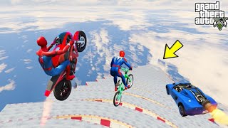 GTA 5 SPIDERMAN HULK x MILES MORALES vs MEGA RAMP JUMP 13 SpiderMan Jumps with Cars amp Bikes [upl. by Sathrum282]