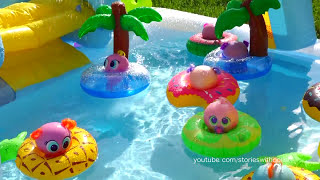 Nerlie Babies Play with Floaties in the Swimming Pool  Toys and Dolls Fun  Sniffycat [upl. by Poulter]