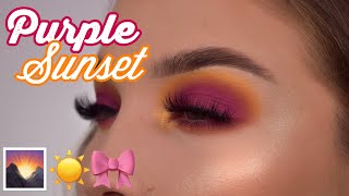 Detailed PURPLE SUNSET MAKEUP Tutorial  Merve Tkd [upl. by Donald]