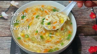 Sup Jagung Telur  Sup Favorit Si Kecil  Egg Drop Soup Recipe  Better Than Takeout  Nael Onion [upl. by Ehman108]