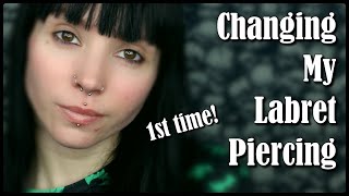 Changing My Labret Piercing For The FIRST TIME   1 Month Update [upl. by Morganne]