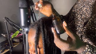 ASMR✨SATISFYING SCALP OILINGSCRATCHINGMASSAGE BRUSHING ON MY COUSIN WITH GUM CRACKING SOUND [upl. by Eihcra531]