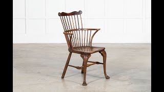 19thC English George III Oak amp Elm Comb Back Chair [upl. by Sanderson]