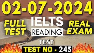 IELTS Reading Test 2024 with Answers  02072024  Test No  245 [upl. by Elleivap237]