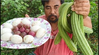 Yummy cooking egg with luffa  eating delicious [upl. by Kokoruda148]