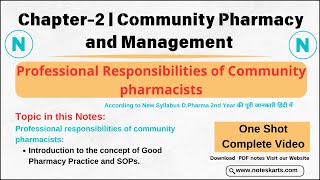 Ch2  Community Pharmacy amp Management  Professional responsibilities  GPP SOPs [upl. by Ahsenauq921]