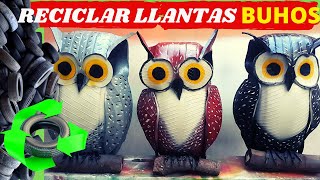 COMO HACER BÚHOS DE LLANTAS USADAS COMO RECICLAR NEUMATICOS DE CARROS PARA HACER MACETAS PARA JARDIN [upl. by Amrita649]