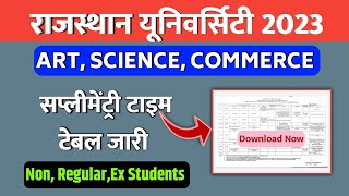 Rajasthan University Supplementary Time Table 2023 Download  uniraj supplementary exam [upl. by Asselam]