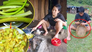 Mr Nati weaving bamboo basket II Manjita Cooking meal for family [upl. by Saraiya564]