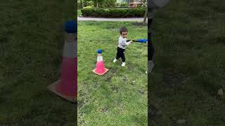 Cute baby enjoying cricket 🥳💖 gyner godanci viral shorts tiktok youtube baby adley keep going [upl. by Neelia]