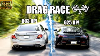 2010 MercedesBenz E63 AMG vs Cadillac CTSV Jaguar XFR  CAR and DRIVER [upl. by Jillie]