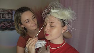 ASMR Perfectionist 1950s Low Bun Hairstyle  Pillbox hat Pearl Necklace White Gloves Final Touch [upl. by Ynoble39]