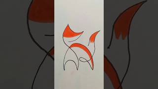 Fox Drawing With One Line 💯💥 art drawing shorts fyp [upl. by Matilda]