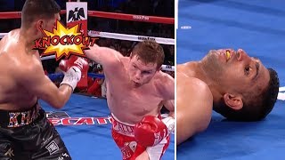 Incredible slowmo Canelo Alvarezs BRUTAL knockout of Amir Khan [upl. by Anivas241]