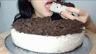 ASMR Eating Oreo Cheesecake [upl. by Aliekat]