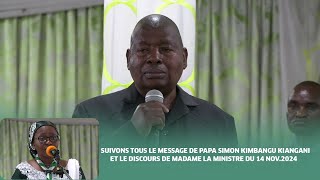 DISCOURS DU MINISTRE MESSAGE DE SA DIVINITÉ PAPA SIMON KIMBANGU KIANGANI DU 14 NOV 2024 [upl. by Thorvald830]