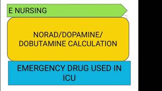 common formula for norad dopamine and dobutamine infusion rate calculations [upl. by Fennie]