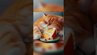 Midnight Munchies The Chubby Orange Cat’s Cake Obsession ai cat catlover [upl. by Ahsenaj]