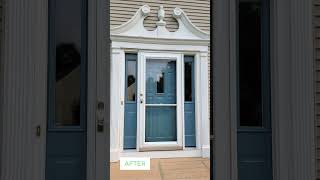 Getting a ‘Handel’ on This Stunning Blue Door Transformation in Hebron CT  Yankee Home Entry Doors [upl. by Adnauqaj484]