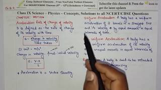 Chapter 8 Motion Part 3 CBSE NCERT Class 9 IX Physics Science  AccelerationHindi [upl. by Eynenihc]