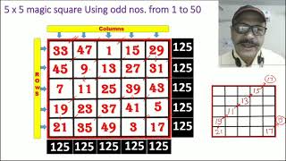 5x5 magic square Maths magical trick  How to fill 5x5 magic square 55 का जादुई वर्ग भरना आसान [upl. by Arraic]