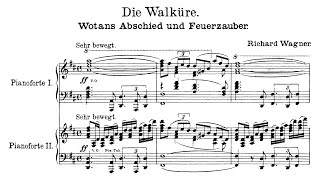 Richard Wagner  arr Max Reger for 2 pianos  Die Walküre  Wotans Abschied und Feurzauber score [upl. by Nimesay399]