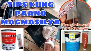 PAANO MAG MASILYA  TIPS SA PAGMAMASILYA  HOW TO APPLY POLYESTER BODY FILLER  POLYTUFF  GLASURIT [upl. by Anauqahc248]