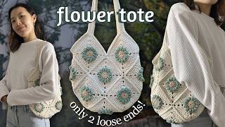 Flower Granny Square Tote Bag Tutorial [upl. by Elsey231]