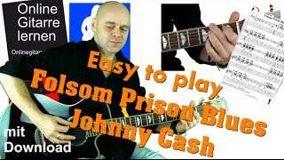 Folsom Prison Blues Easy to play Johnny Cash [upl. by Ahsyekat229]