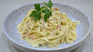 Easy Cheesy Creamy Spaghetti Carbonara NonTraditional [upl. by Isolt]