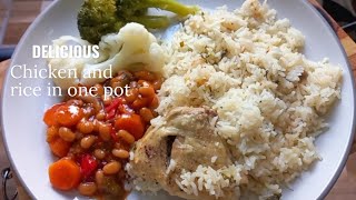 Delicious Rice And Chicken In One Pot [upl. by Zzaj]