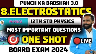 12th PHYSICS8 ELECTROSTATICSONE SHOTMOST IMPORTANT QUESTIONSBOARD EXAM 2024PRADEEP GIRI SIR [upl. by Ikkela]