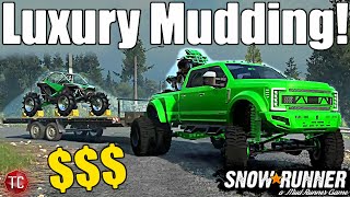 SnowRunner Lifted F450 takes CanAm Renegade and Polaris RZR to Backwoods MUD PIT [upl. by Malvie883]