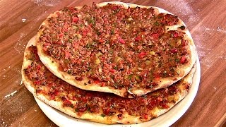 Lahmacun RezeptLahmacun selber machenTürkische PizzaTeigBelag selber machen [upl. by Ysirhc]