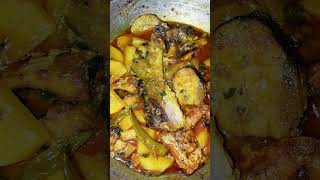 বেগুন আলু ইলিশyoutubeshorts recipe shortshorts [upl. by Atteuqihc]