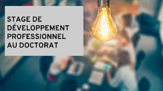 Séance dinformation sur le stage de développement professionnel au doctorat  17 septembre 2024 [upl. by Enerahs451]